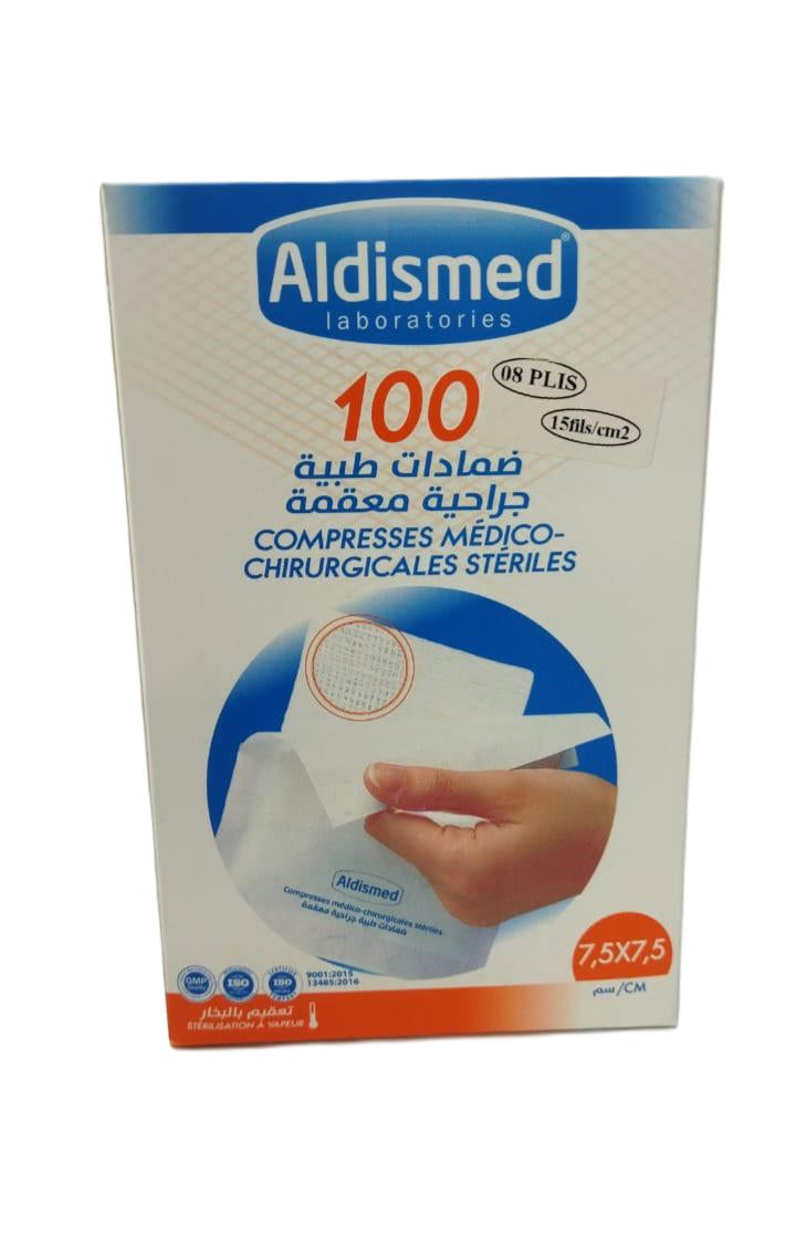 Compresses stériles 7.5x7.5 B/100 - Aldismed